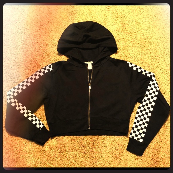 forever 21 black cropped hoodie